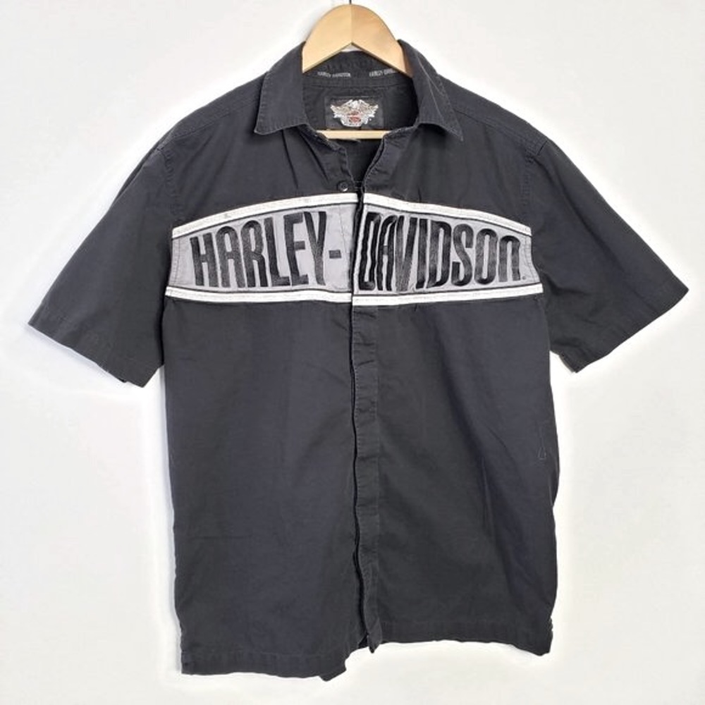 Harley Davidson Embroidered Logo Button Down Short M